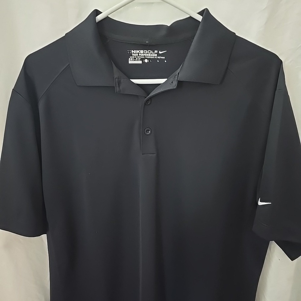 Nike Golf Tour Performance Dri-Fit Polo Shirt Mens L Black Moisture Wicking - Picture 2 of 13